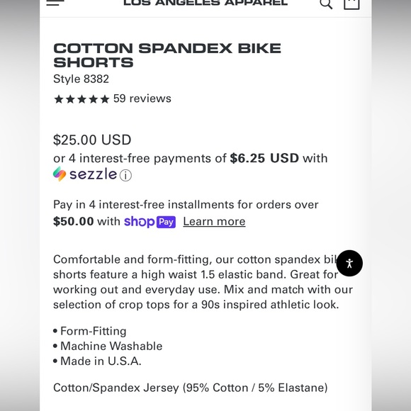 EUC Los Angeles Apparel spandex bike shorts black M - Picture 2 of 8